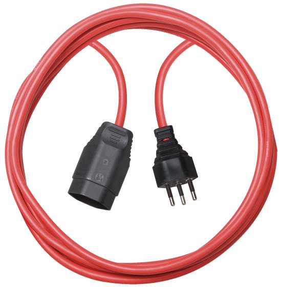 Kunststoff Verlängerungskabel, T12 Stecker, T13 Kupplung, Kabel 5m H05VV-F 3G1,5 rot *CH* - Produktbild