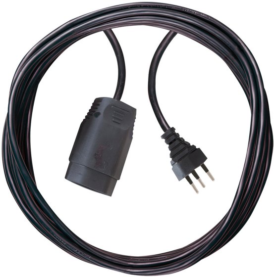 Kunststoff Verlängerungskabel, T12 Stecker, T13 Kupplung, Kabel 1m H05VV-F 3G1,0 schwarz *CH* - Produktbild