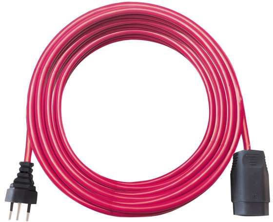 Kunststoff Verlängerungskabel, T12 Stecker, T13 Kupplung, Kabel 10m H05VV-F 3G1,5 rot *CH* - Produktbild