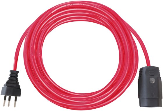 Verlängerungskabel (Kunststoff-Kabel) mit Funktionsleuchte, T12 Stecker, T13 Kupplung, 10m Kabel H05VV-F 3G1,5 rot *CH* - Produktbild