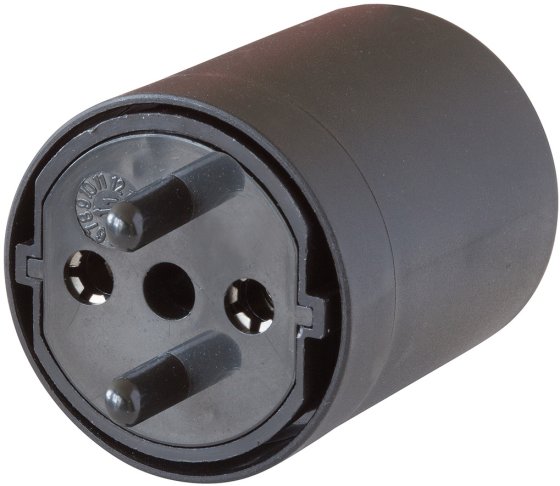 Adapter Fix schwarz DE auf CH 230V 2-polig T11 auf Schuko-Stecker mit Buchse - Produktbild