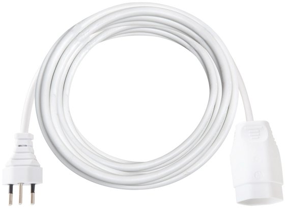 Kunststoff Verlängerungskabel, T12 Stecker, T13 Kupplung, Kabel 10m H05VV-F 3G1,5 weiss *CH* - Produktbild