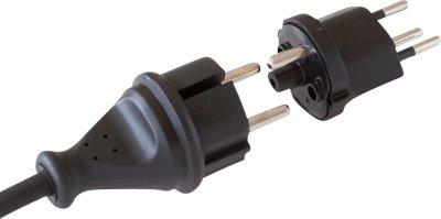 Fix-Adapter DE auf CH schwarz 230V 3-polig ohne Hülse