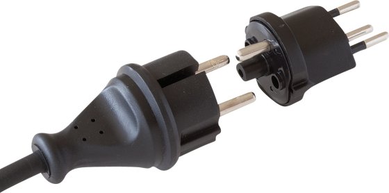 Fix-Adapter DE auf CH schwarz 230V 3-polig ohne Hülse - Produktbild