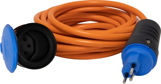 Verlängerungsleitung 230V/10A, Kabel 5m AT-N07V3V3-F 3G1.5 orange, CH Stecksystem IP55 - Produktbild