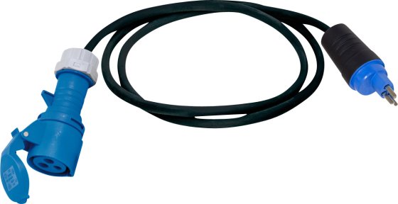 Adapterleitung (Gummi-Neopren), CEE-Kupplung 230V/16A, T23 Stecker (IP55), Kabel 1.5m H07RN-F 3G2.5 schwarz - Produktbild