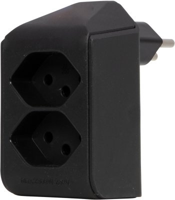 cleverLINE Abzweigstecker 2-fach schwarz, drehbar bis 300° mit Aufhänger *CH*