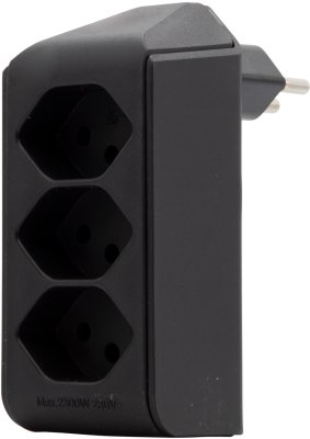 cleverLINE Abzweigstecker 3-fach schwarz, drehbar bis 300° mit Aufhänger *CH*