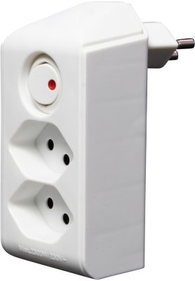 cleverLINE Abzweigstecker 2-fach weiss mit Schalter, drehbar bis 300° mit Aufhänger *CH*