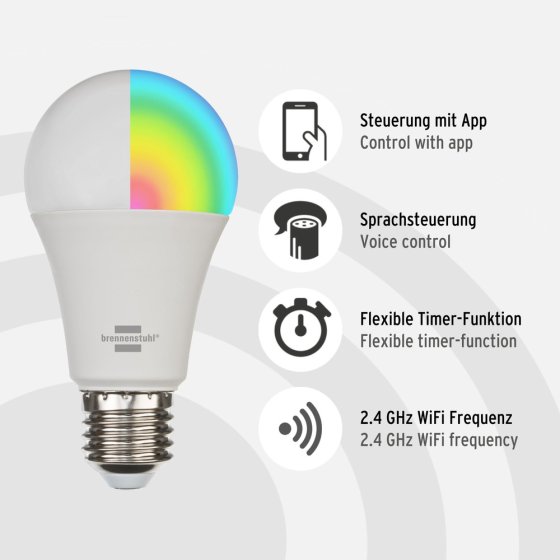 brennenstuhl®Connect WiFi Glühbirne SB 810, E27, 860lm, 9W - Anwendungsbild